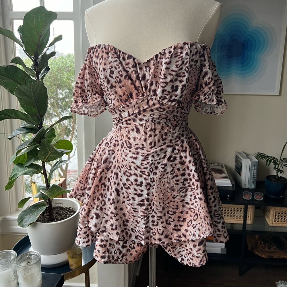 2Bella leopard print romper perfect for a sorority formal or jungle theme party